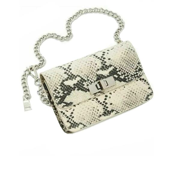Steve Madden Womens Bobby Belt Kangaroo Bag Snake/Silver Size Small / Medium New - Picture 1 of 4
